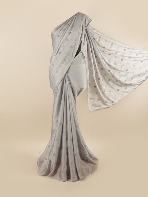 

Pothys Grey Floral Embroidered Silk Blend Saree