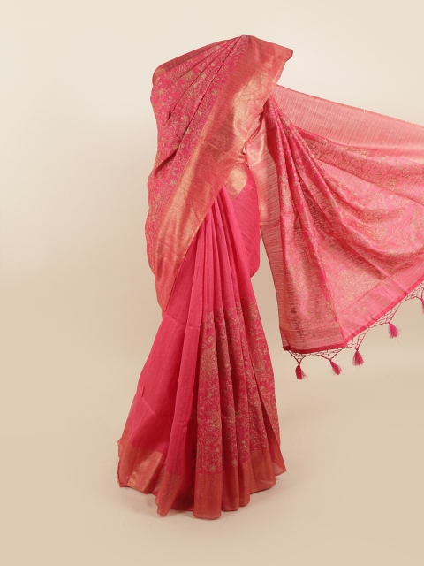 

Pothys Pink & Beige Ethnic Motifs Zari Jute Silk Saree