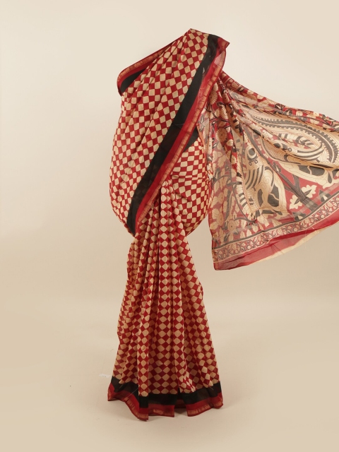 

Pothys Maroon & Beige Printed Saree