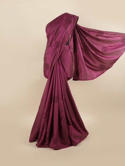

Pothys Purple Floral Beads and Stones Silk Blend Saree