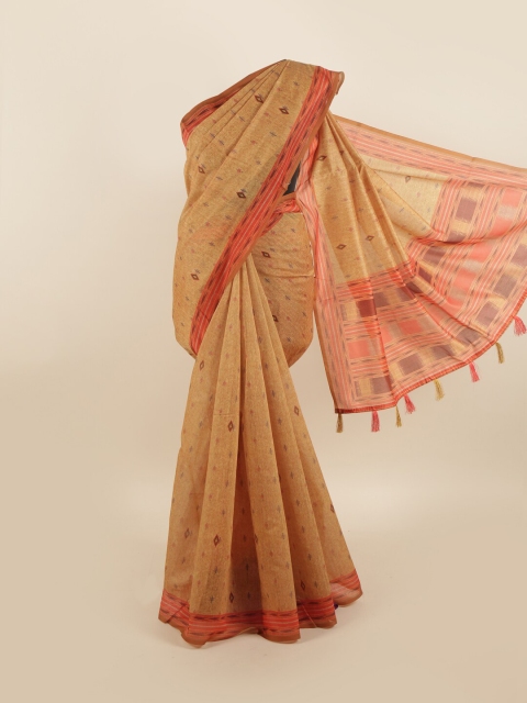 

Pothys Beige & Orange Printed Saree