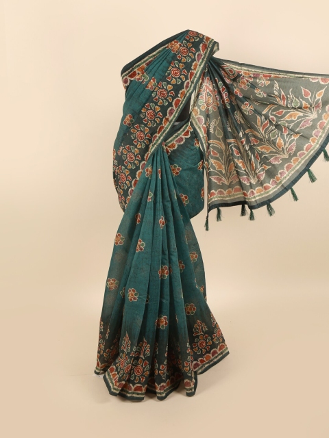 

Pothys Green & Orange Floral Saree