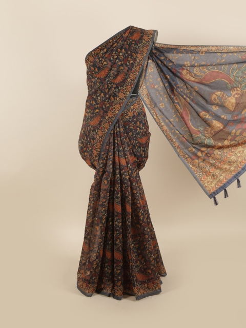 

Pothys Blue & Brown Ethnic Motifs Saree