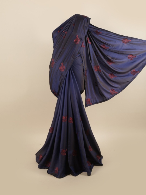 

Pothys Blue & Burgundy Ethnic Motifs Silk Blend Saree