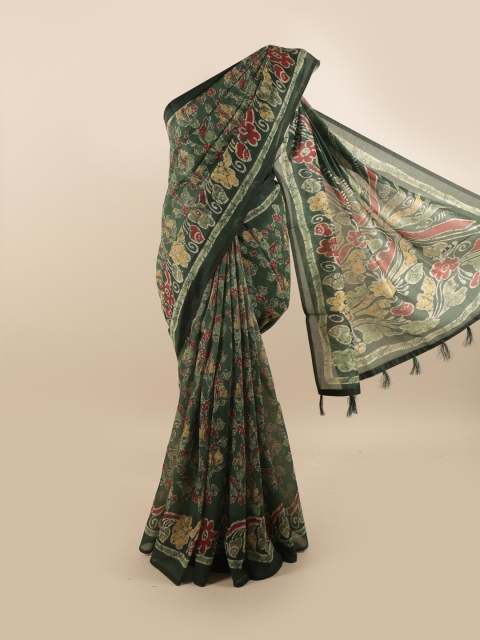 

Pothys Green & Yellow Ethnic Motifs Saree