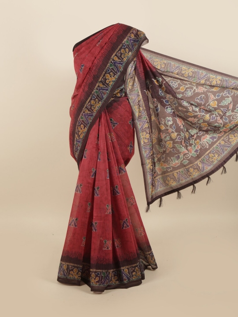 

Pothys Maroon & Brown Printed Saree