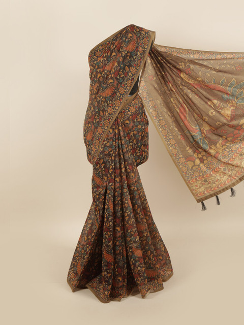 

Pothys Green & Brown Ethnic Motifs Saree