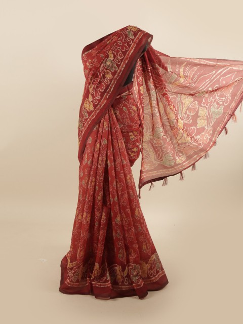 

Pothys Red & Beige Ethnic Motifs Saree
