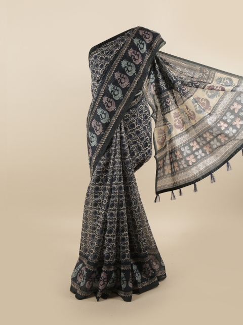 

Pothys Blue & Cream-Coloured Ethnic Motifs Saree