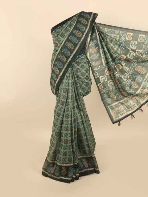 

Pothys Green & Cream-Coloured Ethnic Motifs Saree