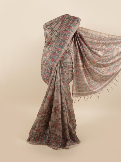 

Pothys Grey & Red Floral Printed Saree