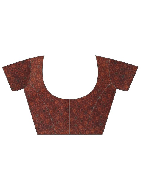 

Pothys Brown & Orange Ethnic Motifs Saree