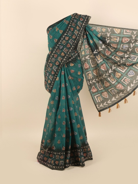 

Pothys Green & Black Printed Saree