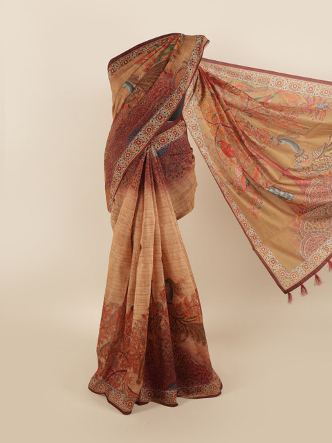 

Pothys Brown & Green Floral Saree