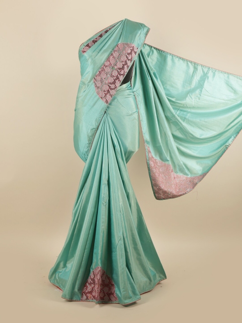 

Pothys Green & Pink Silk Blend Saree