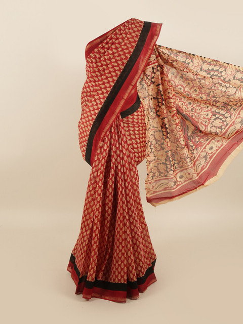 

Pothys Maroon & Beige Ethnic Motifs Zari Saree