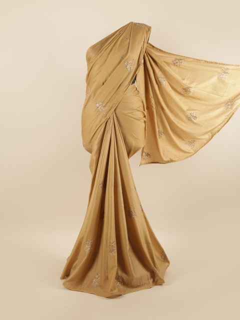 

Pothys Cream-Coloured Floral Beads and Stones Silk Blend Saree