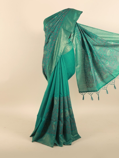 

Pothys Green Ethnic Motifs Zari Jute Silk Saree