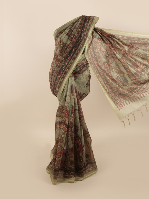 

Pothys Green & Rust Ethnic Motifs Saree