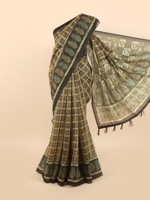 

Pothys Green & Cream-Coloured Ethnic Motifs Saree