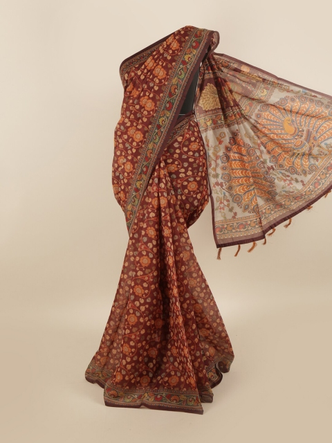 

Pothys Brown & Green Floral Saree