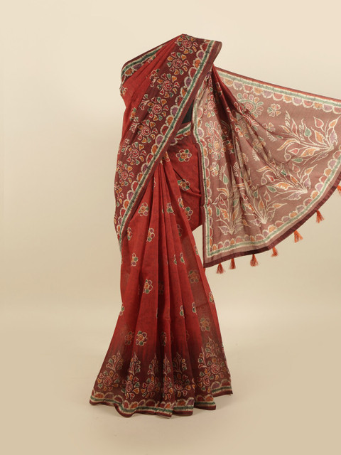 

Pothys Rust & Yellow Floral Saree