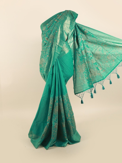 

Pothys Green Ethnic Motifs Embroidered Jute Silk Saree