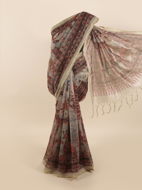 

Pothys Grey & Maroon Ethnic Motifs Saree