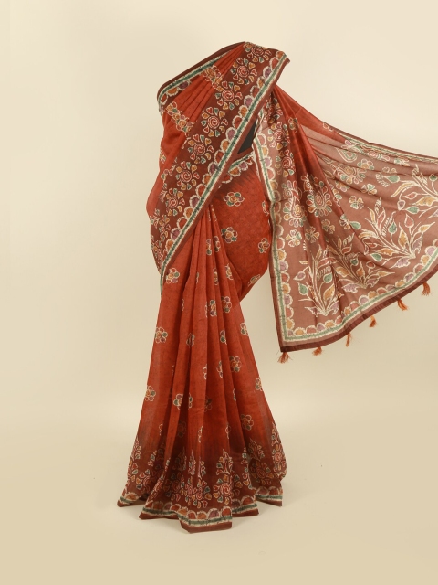 

Pothys Rust & Green Floral Saree