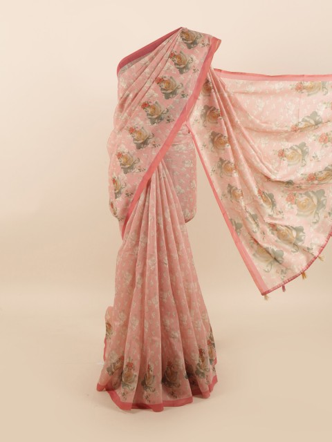 

Pothys Pink & Green Floral Saree