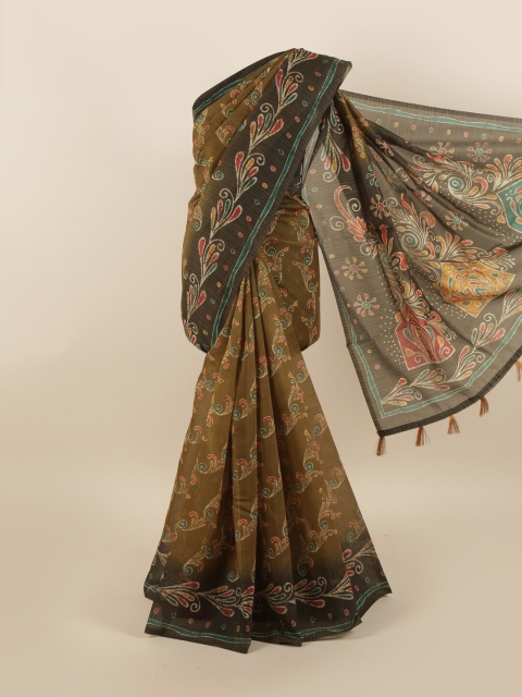 

Pothys Green & Red Floral Printed Saree