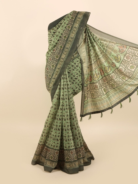 

Pothys Green & Brown Floral Saree