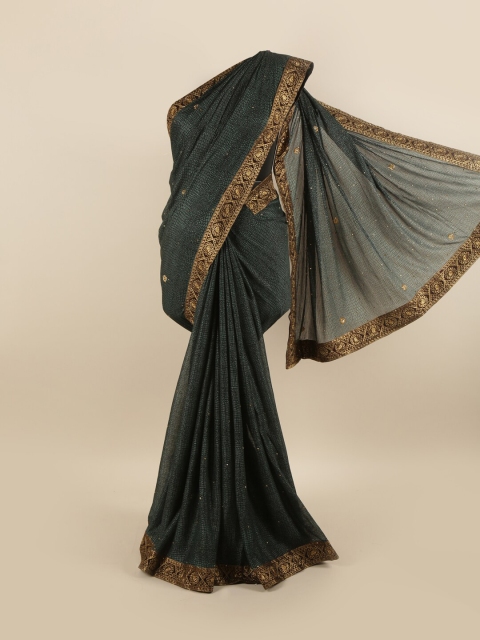 

Pothys Green & Gold-Toned Floral Saree