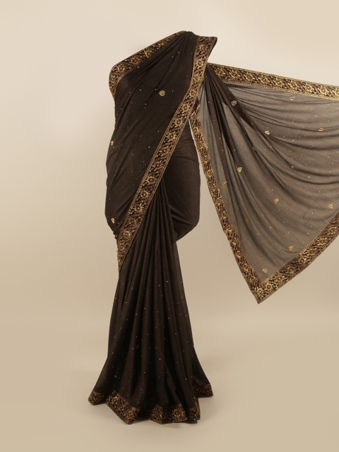 

Pothys Brown & Gold-Toned Floral Saree