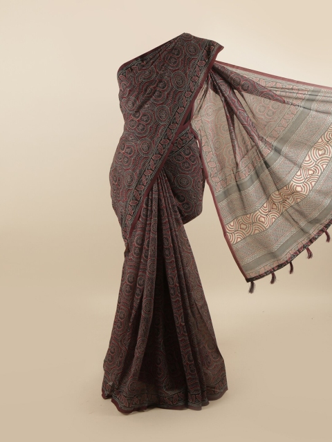 

Pothys Grey & Maroon Floral Saree