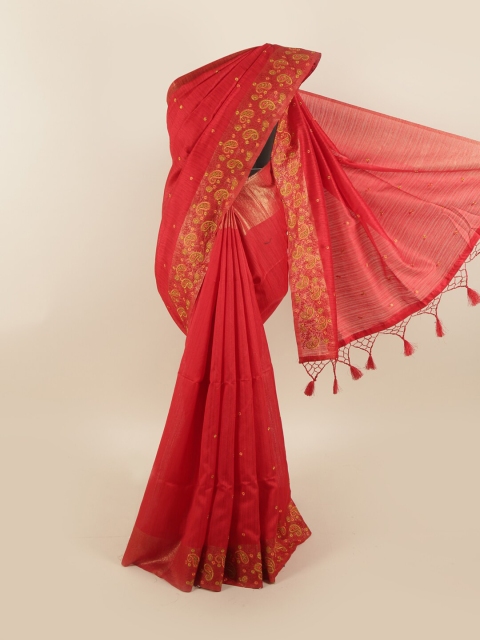 

Pothys Red & Yellow Jute Silk Saree