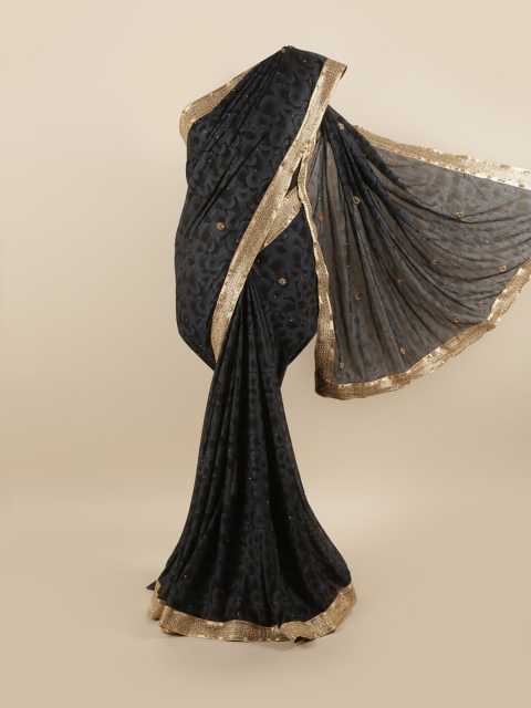 

Pothys Grey & Gold-Toned Silk Blend Saree