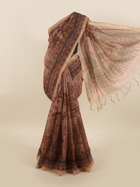 

Pothys Brown & Red Kalamkari Saree