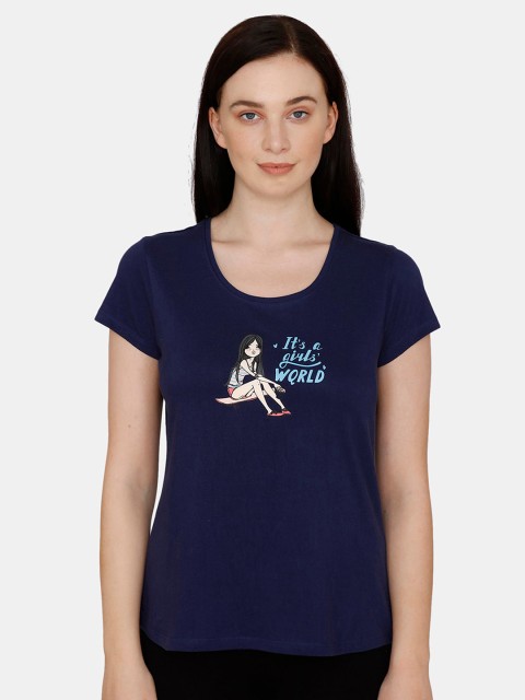 

Zivame Blue Graphic Printed Regular Top