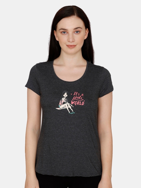 

Zivame Grey Graphic Printed Regular Top