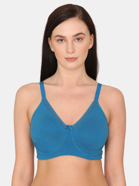 

Zivame Blue Beautiful Basics Minimizer Bra - Single Layered Underwired Full Coverage