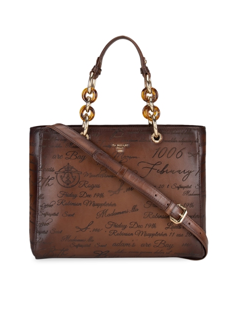 

Da Milano Women Brown Textured Leather Structured Handheld Bag