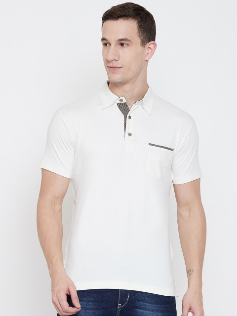 

armure Men White Polo Collar T-shirt