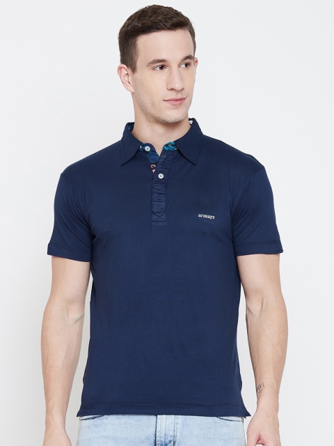 

armure Men Navy Blue Polo Collar T-shirt