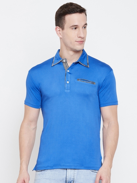 

armure Men Blue Polo Collar Pockets T-shirt