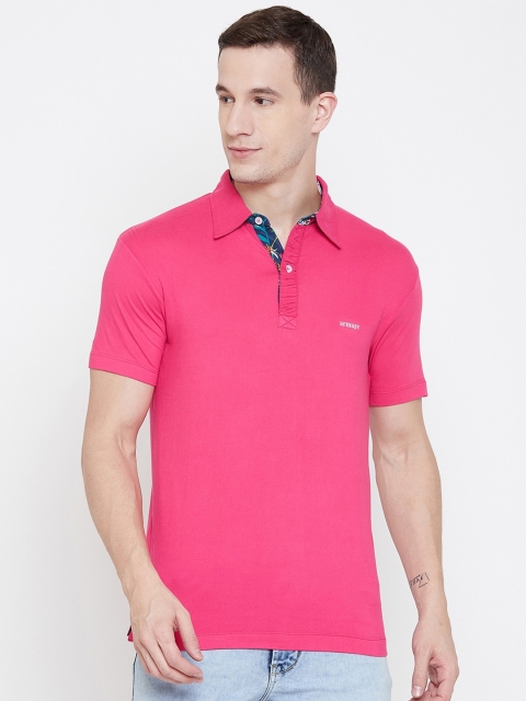 

armure Men Pink Polo Collar T-shirt