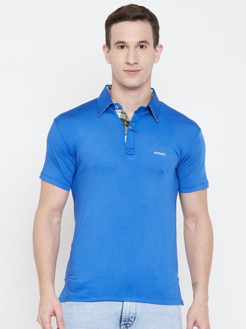 

armure Men Blue Polo Collar T-shirt