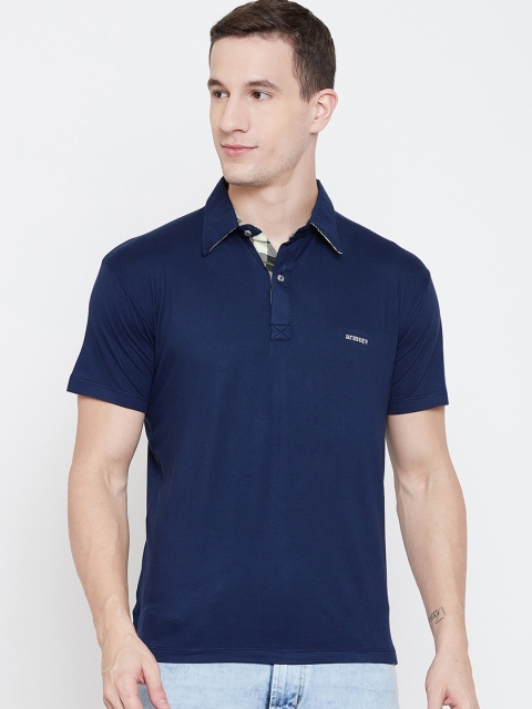 

armure Men Navy Blue Polo Collar T-shirt