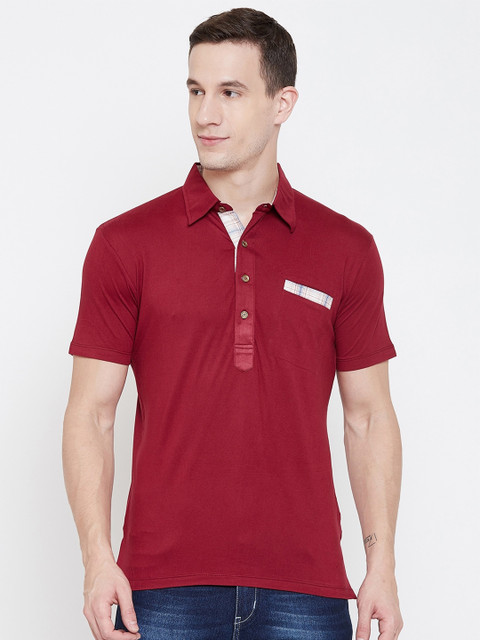 

armure Men Maroon Polo Collar Pockets T-shirt