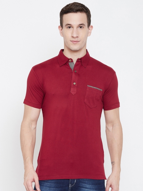 

armure Men Maroon Polo Collar Pockets T-shirt